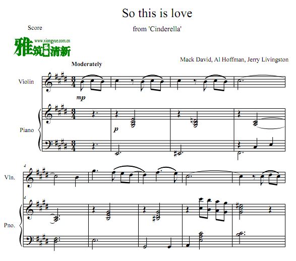 灰姑娘 Cinderella - So this is love小提琴谱