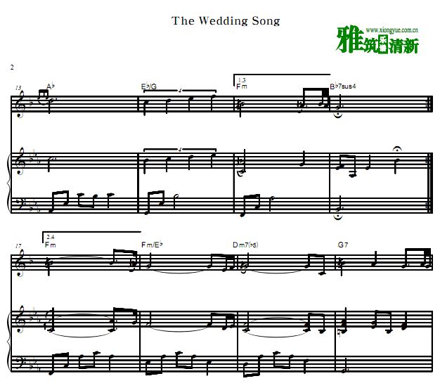 Kenny G - The Wedding Song 肯尼·基 萨克斯钢琴二重奏谱