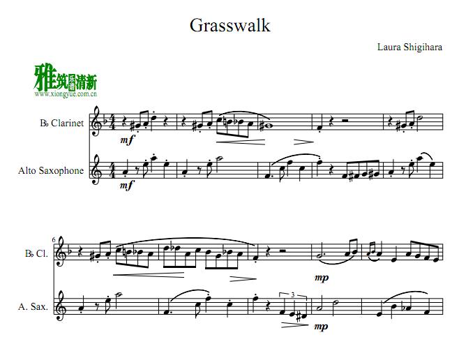 植物大战僵尸 - grasswalk单簧管萨克斯重奏谱