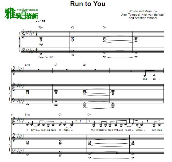 Lea Michele - Run to You钢琴伴奏谱 歌谱