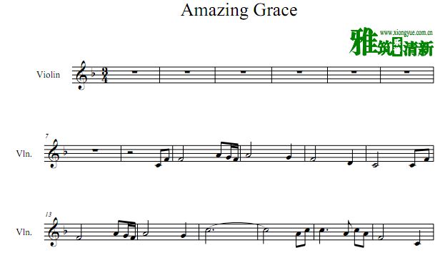 Amazing Grace 奇异恩典小提琴谱