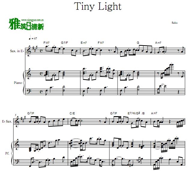 地缚少年花子君ed tiny light降e萨克斯钢琴二重奏谱