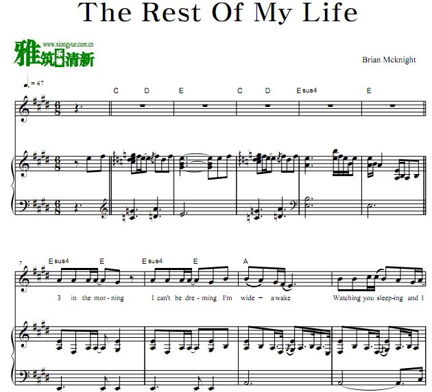 Brian Mcknight - The Rest Of My Life歌谱 正谱 钢琴伴奏谱