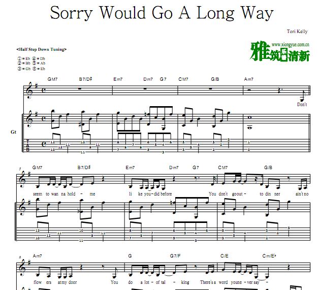 Tori Kelly - Sorry Would Go A Long Way TAB