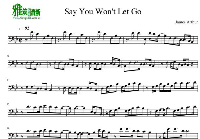 Say You Won't Let Go大提琴谱