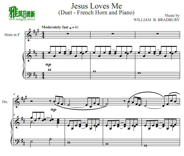 Jesus Loves Me圆号钢琴谱