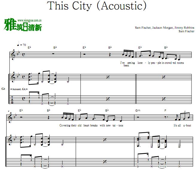 Sam Fischer - This City (Acoustic) TAB