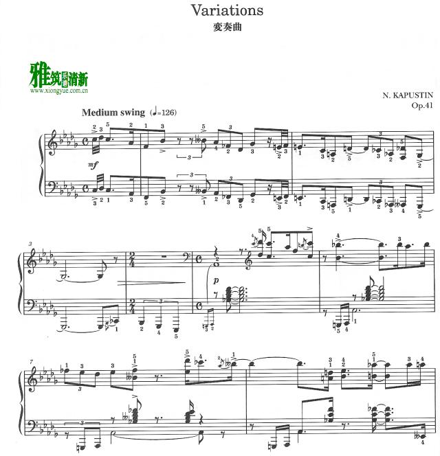 卡普斯丁变奏曲op.41钢琴谱