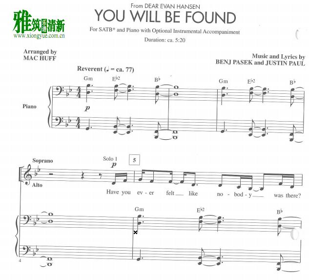 You Will Be Found  SATBϳٰ4