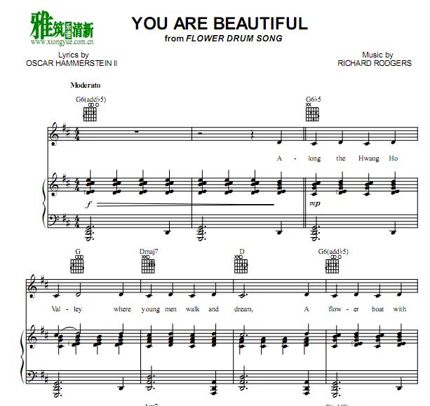 FLOWER DRUM SONG - You Are Beautiful 歌谱 正谱