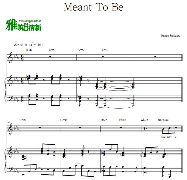 Ruben Studdard - Meant To Be弹唱伴奏钢琴谱 歌谱