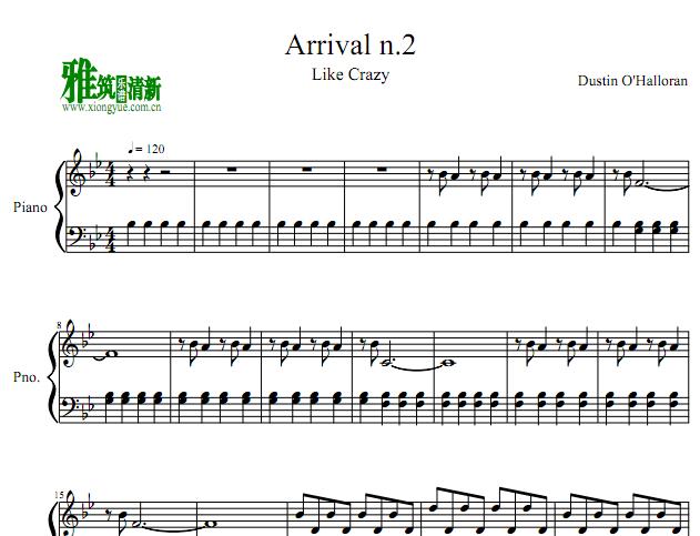 Dustin O'Halloran - Arrival n.2钢琴谱