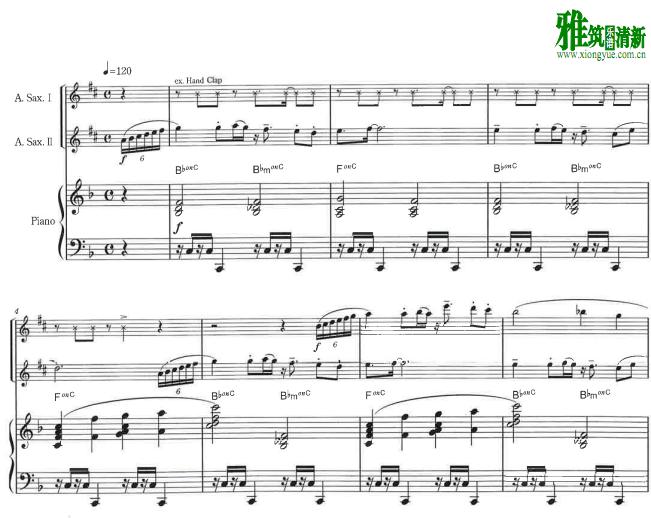 宝岛萨克斯二重奏钢琴伴奏谱
