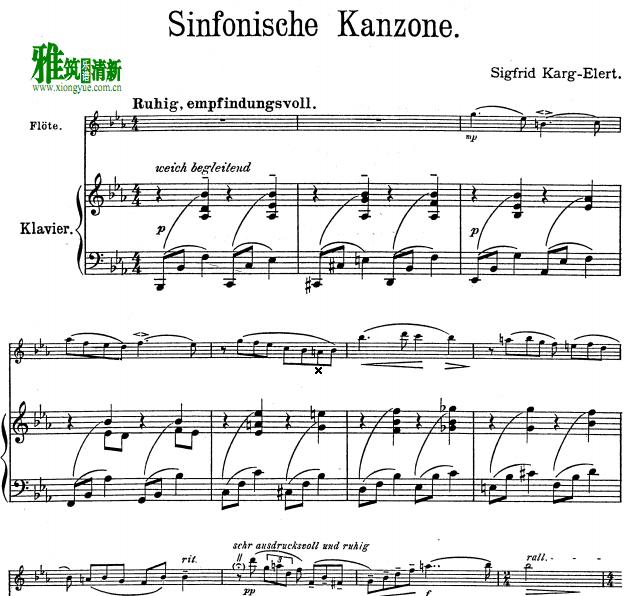 karg elert - sinfonische kanzone 长笛钢琴伴奏谱