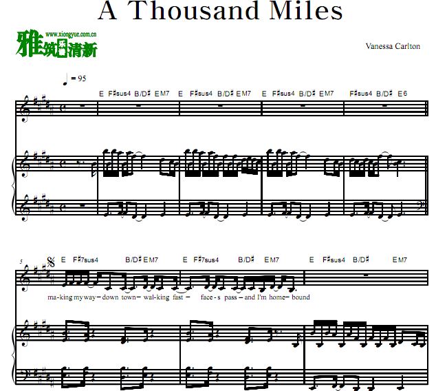 Vanessa Carlton - A thousand miles钢琴伴奏谱 歌谱