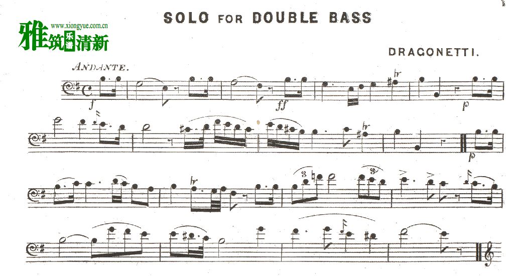 Dragonetti 德拉戈耐蒂 No.1 g大调低音提琴谱