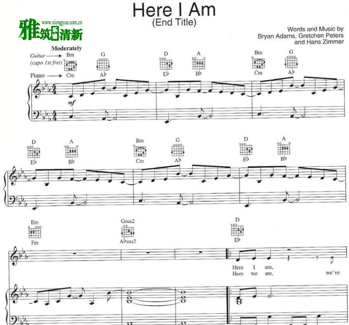 小马王 Here I Am钢琴伴奏谱
