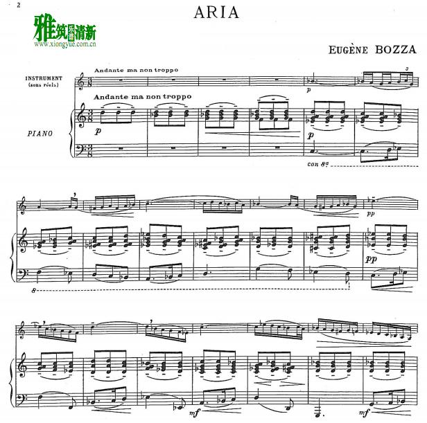 博扎Bozza 单簧管与钢琴咏叹调钢琴伴奏谱