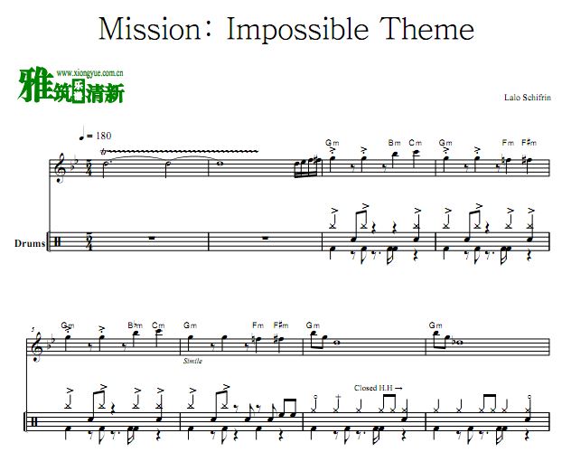 Mission:Impossible Theme 碟中谍主题曲鼓谱
