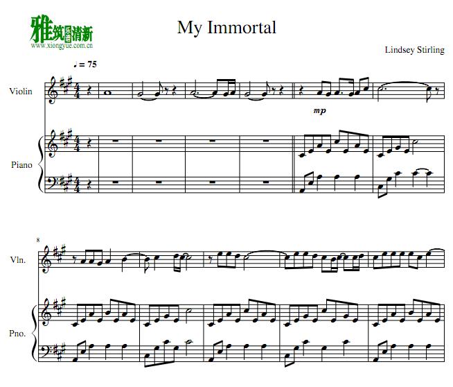 My Immortal小提琴钢琴伴奏谱
