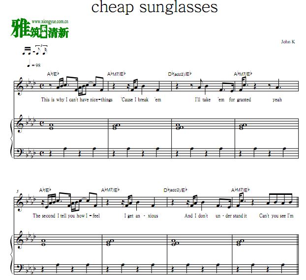 John K cheap sunglasses钢琴伴奏谱 找教案个人博客