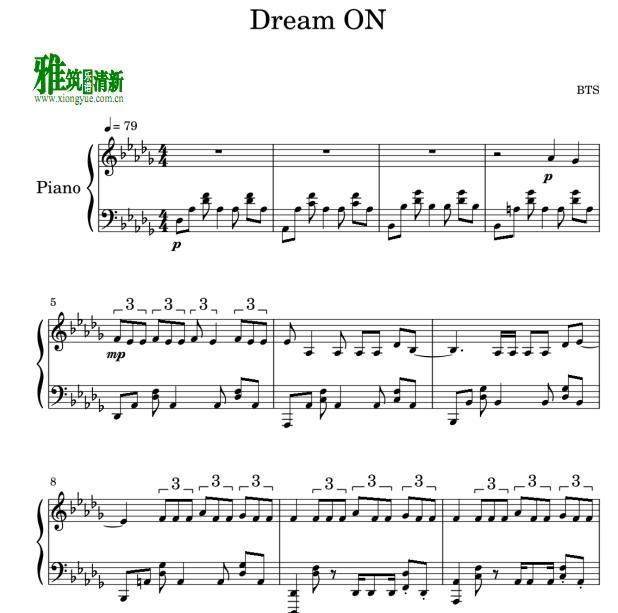 BTS - Dream ON钢琴谱