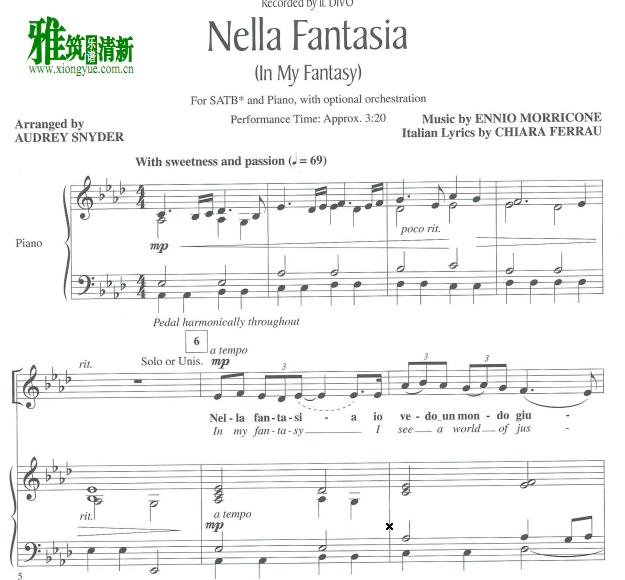 Nella Fantasia四声部合唱钢琴伴奏谱3