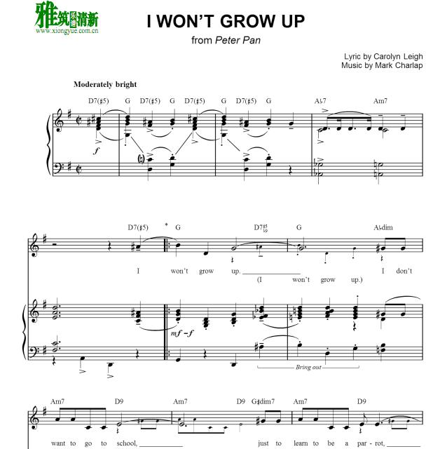 peter pan - i won't grow up  