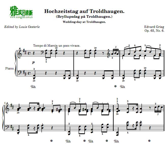 Edvard Grieg - Wedding Day at Troldhaugen钢琴谱