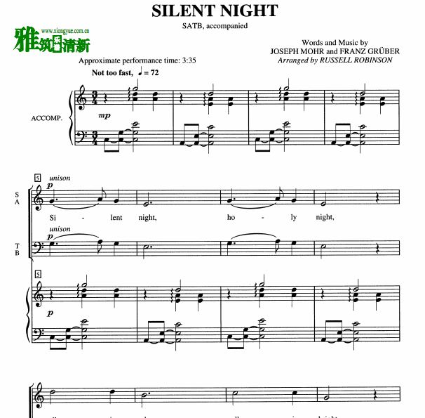 Russell Robinson  Silent Night SATBϳ ٰ