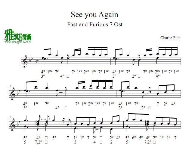See you again 拇指琴谱 Kalimba