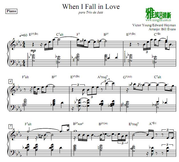 Bill Evans - When I fall in love爵士钢琴谱