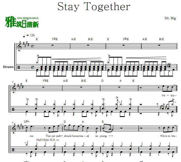 大先生乐队 Stay Together鼓谱