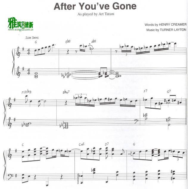 Art Tatum - After Youve Gone爵士钢琴谱