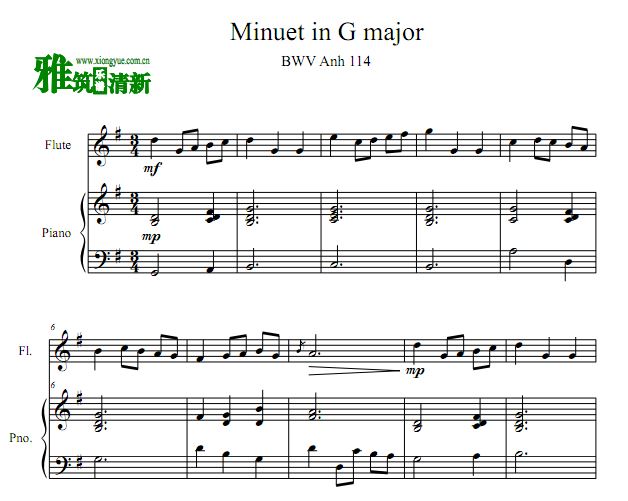 巴赫 第三号小步舞曲长笛谱