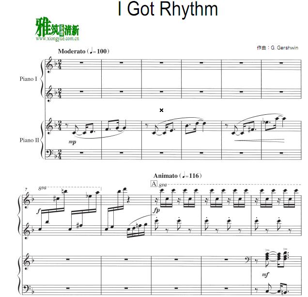 Gershwin - I Got Rhythm 四手联弹谱