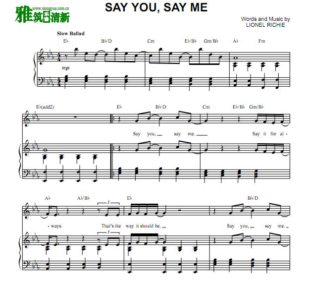 Խ Lionel Richie - Say You, Say Me E