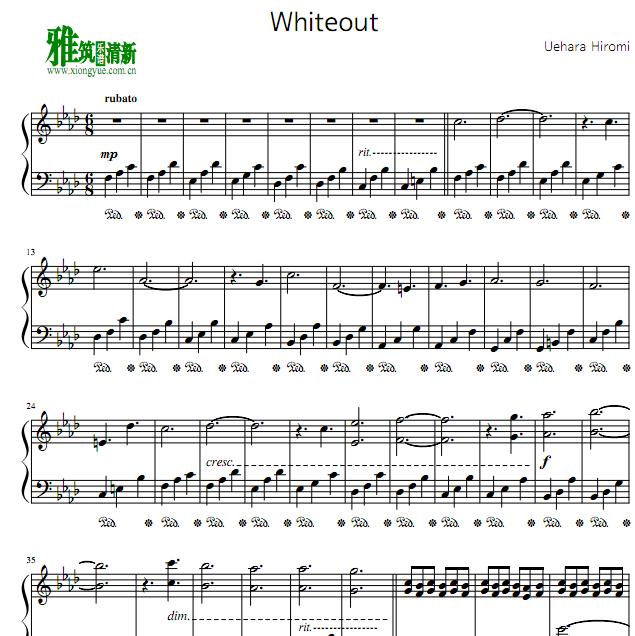 上原广美 - Whiteout爵士钢琴谱