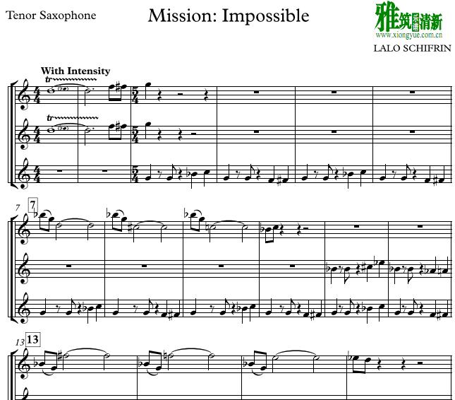 碟中谍Mission Impossible 次中音萨克斯三重奏谱