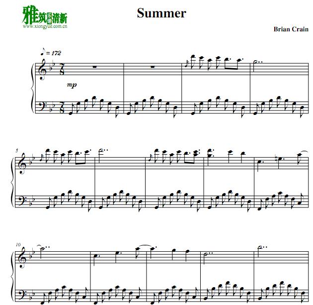 Brian Crain - summer钢琴谱
