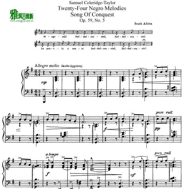 Samuel Coleridge Taylor - Twenty Four Negro Melodies Op.59 No.5 Song of conquest