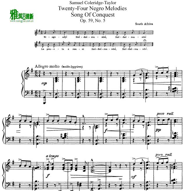 Samuel Coleridge Taylor - Twenty Four Negro Melodies Op.59 No.5 Song of conquest������