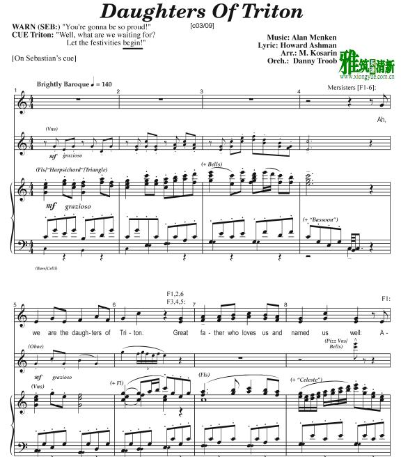 小美人鱼 Daughters Of Triton钢琴伴奏谱