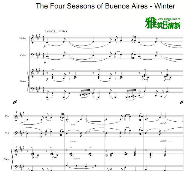 皮亚佐拉 布宜诺斯艾利斯的四季 冬钢琴三重奏谱