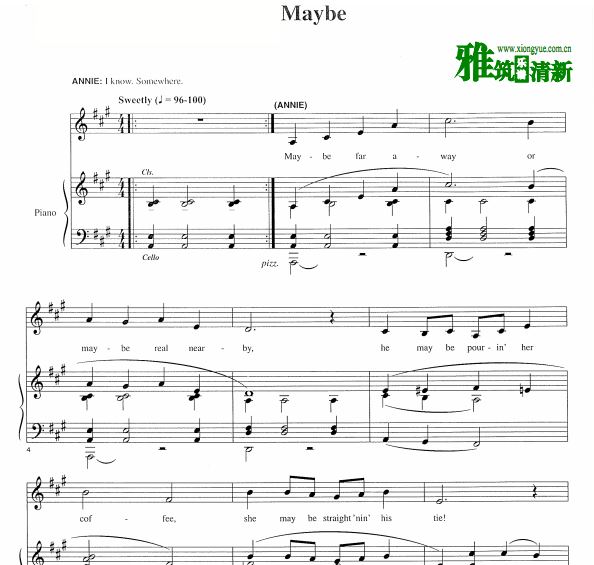 音乐剧Annie声乐谱 Maybe声乐钢琴谱