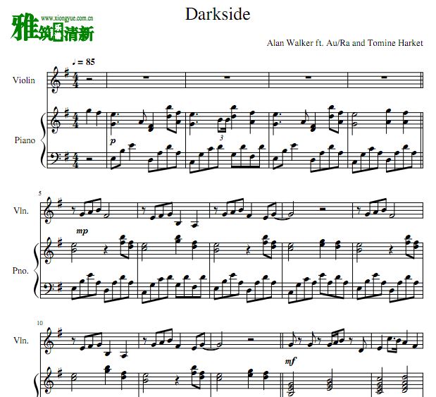 Darkside小提琴钢琴伴奏谱
