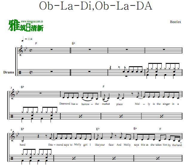 Beatles - Ob-La-Di,Ob-La-Da 鼓谱