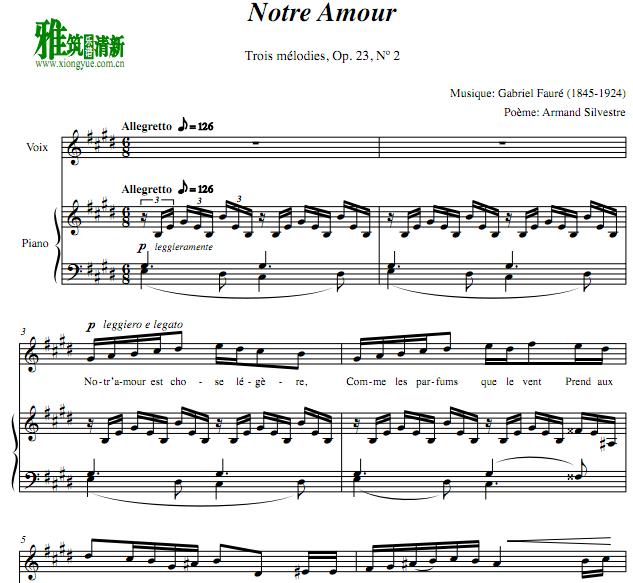Faure Notre amour ٰ