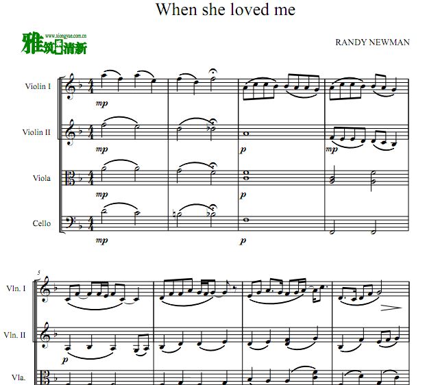 玩具总动员2 When She Loved Me 弦乐四重奏谱