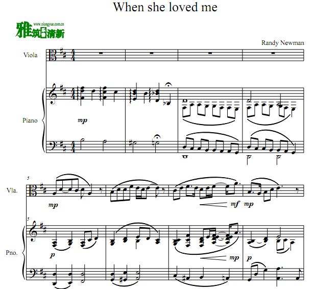 玩具总动员2 When She Loved Me 中提琴谱 钢琴伴奏谱